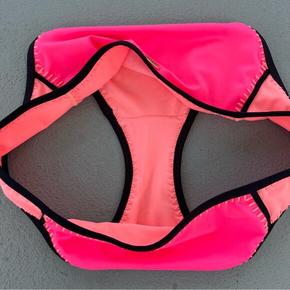 Victoria’s Secret Pink Patchwork Blanket Stitch Color Block Bikini Bottoms Large - Picture 3 of 4